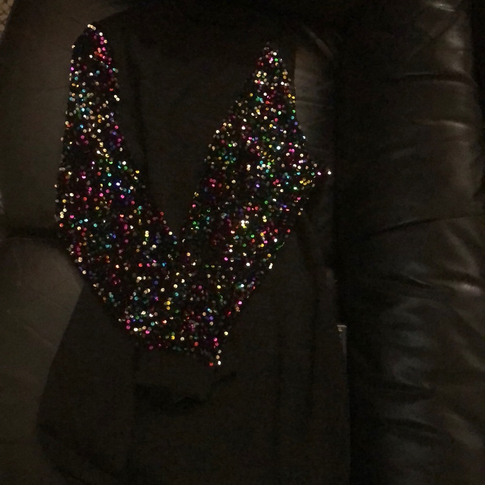 Black Mini Dress with Sequined sleeves